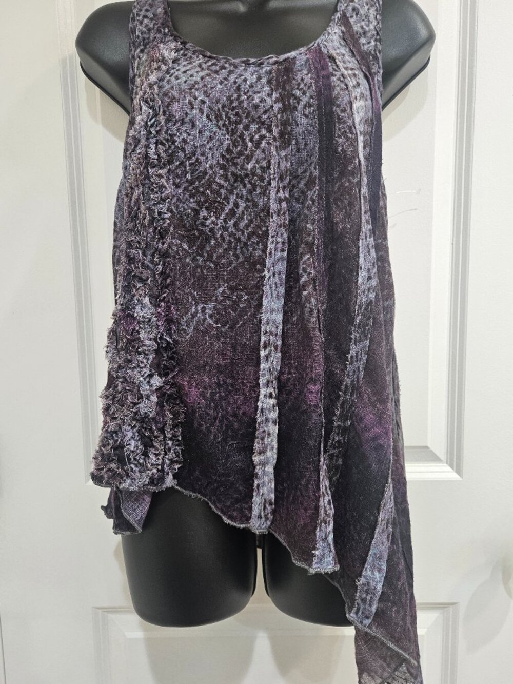 Free People Asymmetric Animal Print Ruffle Tank